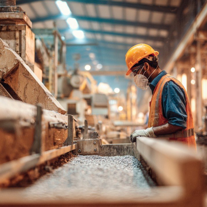 Man producing Abrasive Sandblasting Media