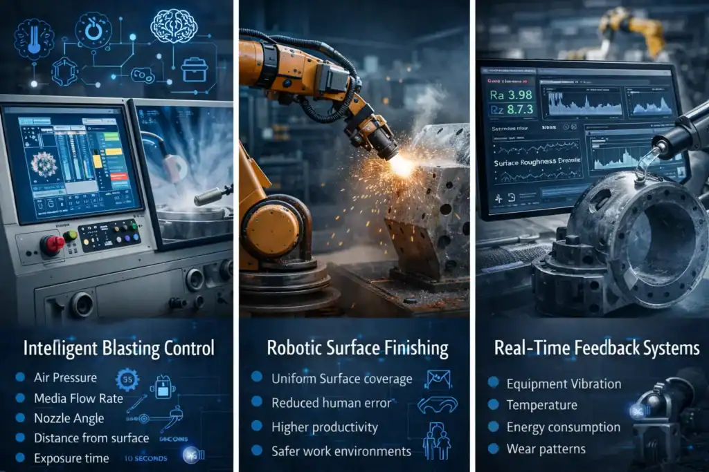 AI-powered blasting and surface treatment system with intelligent control robotic finishing and real-time surface analysis